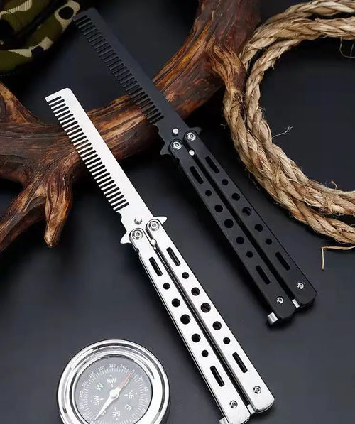 Portable Butterfly | Comb | Practice Training | Butterfly Knife Comb | Color: Black