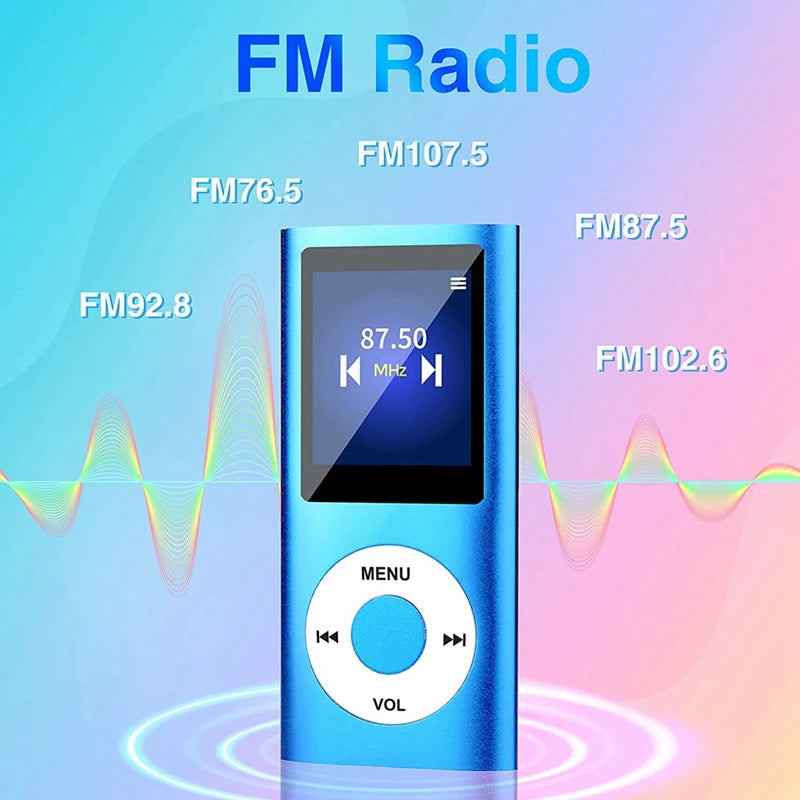 MP3 Player | Blue | With Bluetooth 5.0 | Music Player With 32GB TF Card | FM,Earphone | Portable Hifi Music Player