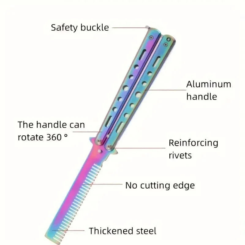 Portable Butterfly | Comb | Practice Training | Butterfly Knife Comb | Color: Multi