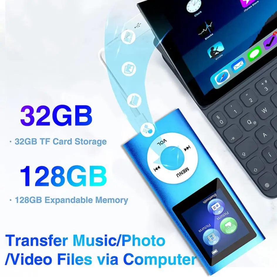 MP3 Player🔥 | Black | With Bluetooth 5.0 | Music Player With 32GB TF Card | FM,Earphone | Portable Hifi Music Player